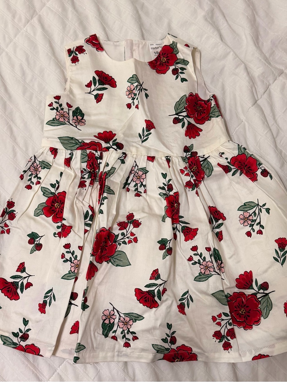 Carter's White Dress with Red Floral Print for Kids